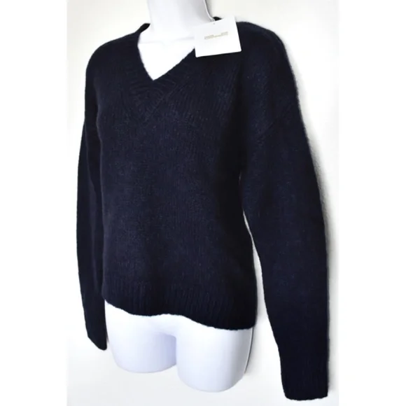 DIANE VON FURSTENBERG NWT CARMELLA V-NECK ALPACA/MERINO WOOL NAVY SWEATER.SIZE S - Picture 5 of 9